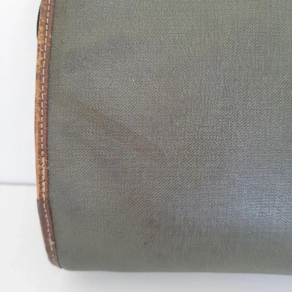 Christian Dior Pochette Trousse De Toilette Zip Pouch Clutch Green Brown Vintage